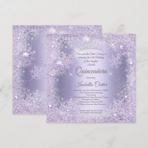 Invitation Quinceañera Lilas Violet Flocon de Neige Fête d'hi