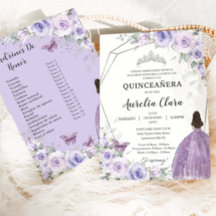 Invitation Quinceañera lilas violettas florales 15 ans Padrin