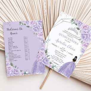Invitation Quinceañera lilas violettes floral 15 ans Padrinos