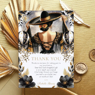 Invitation Quinceañera Luxe Noir Or Sur Mesure