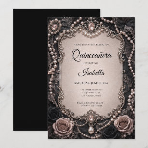Invitation Quinceañera Luxueux Paillettes Strass Rose