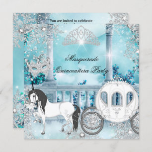 Invitation Quinceanera Magical Princess Blue Horse Carrie