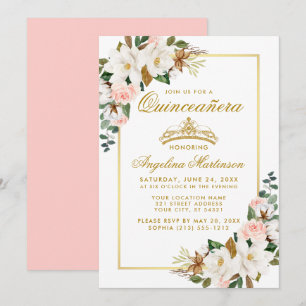 Invitation Quinceanera Magnolia Roses roses roses roses flora