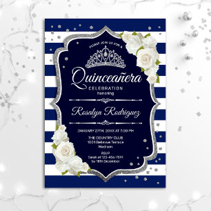 Invitation Quinceanera - Marine Silver White
