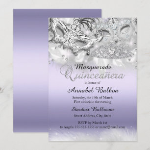 Invitation Quinceanera Mascarade Étincelle Violett