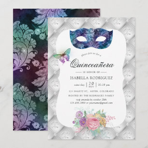 Invitation Quinceañera Mascarade Iridescente
