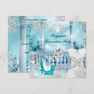 Invitation Quinceanera Mascarade Princesse Magique Bleue 3