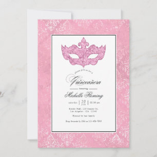 Invitation Quinceañera Mascarade Rose