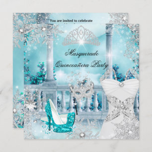 Invitation Quinceanera Masquerade Magique Princesse Bleue 3