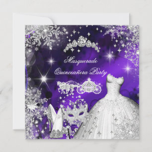 Invitation Quinceanera Masquerade Magique Princesse violet