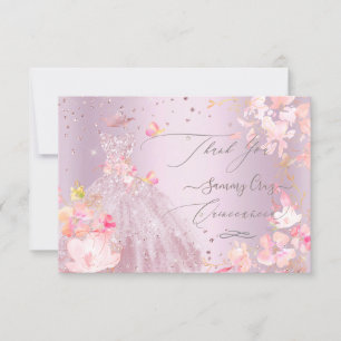 Invitation Quinceanera Merci Dusty Rose Parties scintillant