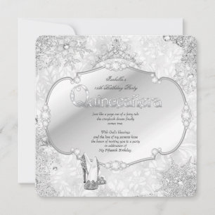 Invitation Quinceanera Merveilleux Hiver Flocon d'Argent B