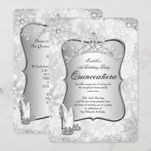 Invitation Quinceanera Merveilleux Hiver Flocon de Neige Arge