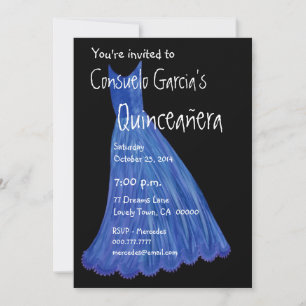 Invitation Quinceanera - Modèle de la robe bleue Mis Quince A