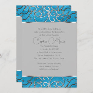 Invitation Quinceañera N'Importe Quelle Bordure Couleur Argen