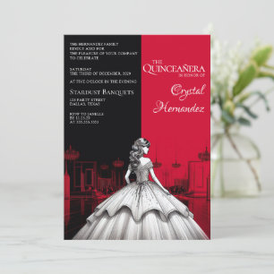 Invitation Quinceañera noir et rouge