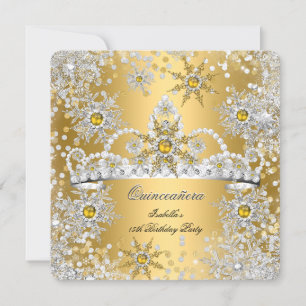 Invitation Quinceanera Or Argent Merveilleux Hiver