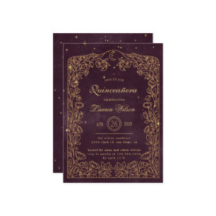 Invitation Quinceanera or de Bourgogne céleste