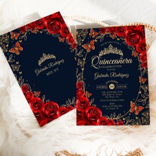 Invitation Quinceanera or rouge marine