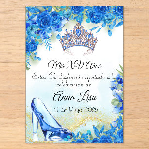 Invitation Quinceañera Pantoufle Bleu Minuit et Co