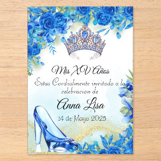 Invitation Quinceañera Pantoufle Bleu Minuit et Co