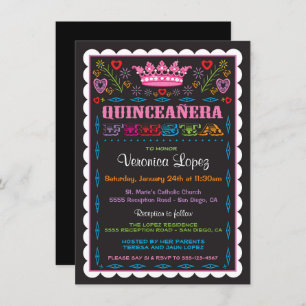 Invitation Quinceañera Papel Picado Fiesta