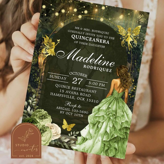 Invitation Quinceanera, papillon de la forêt enchantée (Créateur téléchargé)