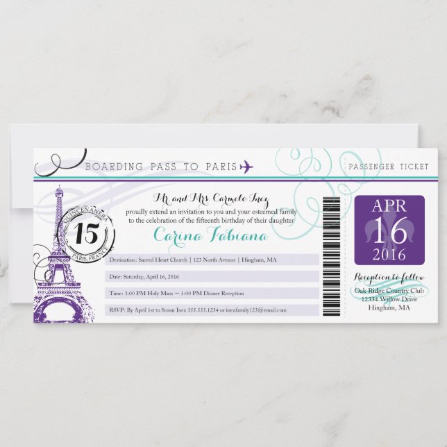 Invitation Quinceanera | Paris (Devant)