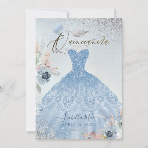 Invitation Quinceanera Parties scintillant bleue Dusty Papill
