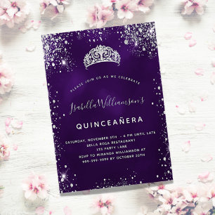 Invitation Quinceanera parties scintillant d'argent pourpre t