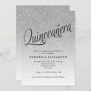 Invitation Quinceanera Parties scintillant en argent Invitati