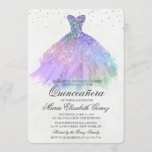 Invitation Quinceanera Parties scintillant robe Diamond Invit