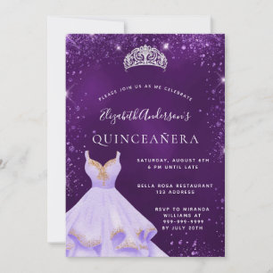 Invitation Quinceanera parties scintillant violet poussière r