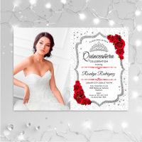 Quinceanera Party avec photo Silver Red