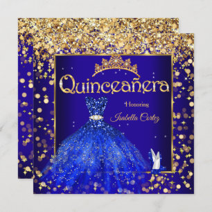 Invitation Quinceañera Party Robe Bleue Royale Hauteur talon