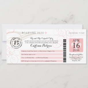 Invitation Quinceanera Passe d'embarquement