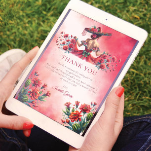 Invitation Quinceañera personnalisée de style mexicain rouge