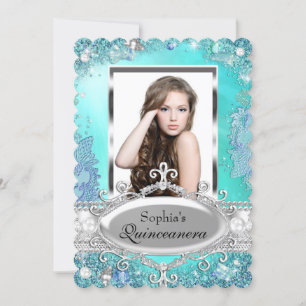 Invitation Quinceanera Photo Joyau Océan Étincelle
