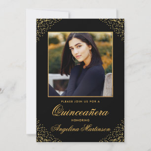Invitation Quinceanera photo moderne Parties scintillant or n