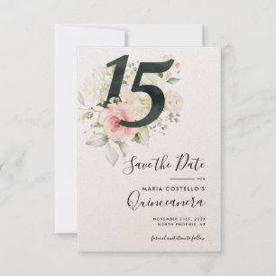 Invitation Quinceanera Pink Floral Enregistrer la date Annonc