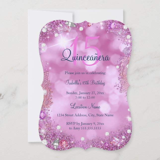 Invitation Quinceanera Pink Ocean Sky fête d'anniversaire (Devant)