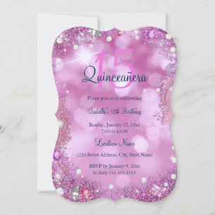 Invitation Quinceanera Pink Ocean Sky fête d'anniversaire