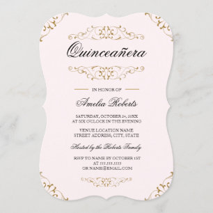 Invitation Quinceanera Plate-forme Plate-forme Or