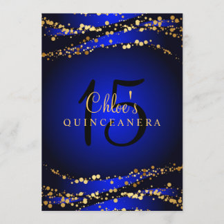 Invitation Quinceañera poussière d'étoiles Bleu & 