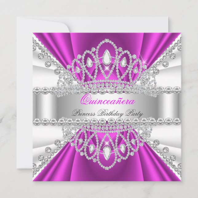 Invitation Quinceanera Princess Rose White Diamond Tiara (Devant)