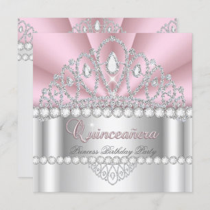 Invitation Quinceanera Princess Tiara fête d'anniversaire