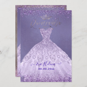 Invitation Quinceañera, Princesse Dusty Parties scintillant v