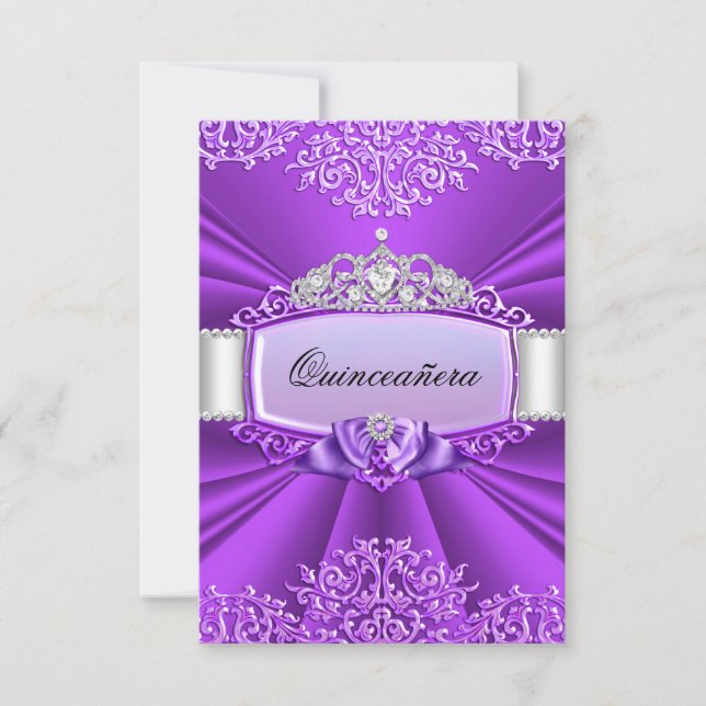 Invitation Quinceañera Princesse Tiara & Damassé (Devant)