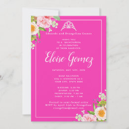 Invitation Quinceanera Printemps rose vif