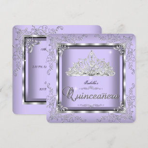 Invitation Quinceanera Purple Lavande Silver Diamond Tiara 3